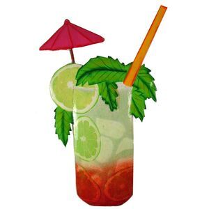 Tropical Mojito Drink Tiki Bar Decor Haitian Metal Art 12 Inch Red